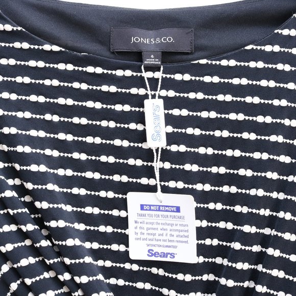 Fitted Ruched Waist Dress Black and White - Picture 4 of 5